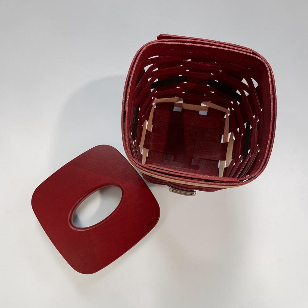 Longaberger Santa Belt Small Tissue Basket Wood Lid Christmas Handwoven USA - Picture 4 of 6